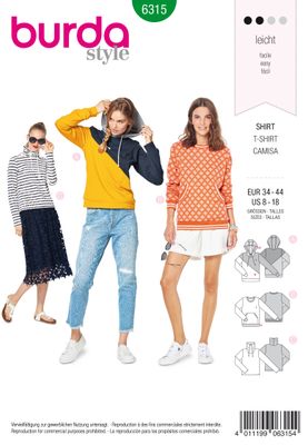 👕 Burda mönster 6315 – Trendig sweatshirt/hoodie med färgblockering