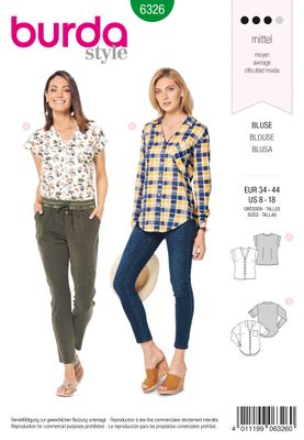 👚 Burda mönster 6326 – Skjorta/blus med V-ringning
