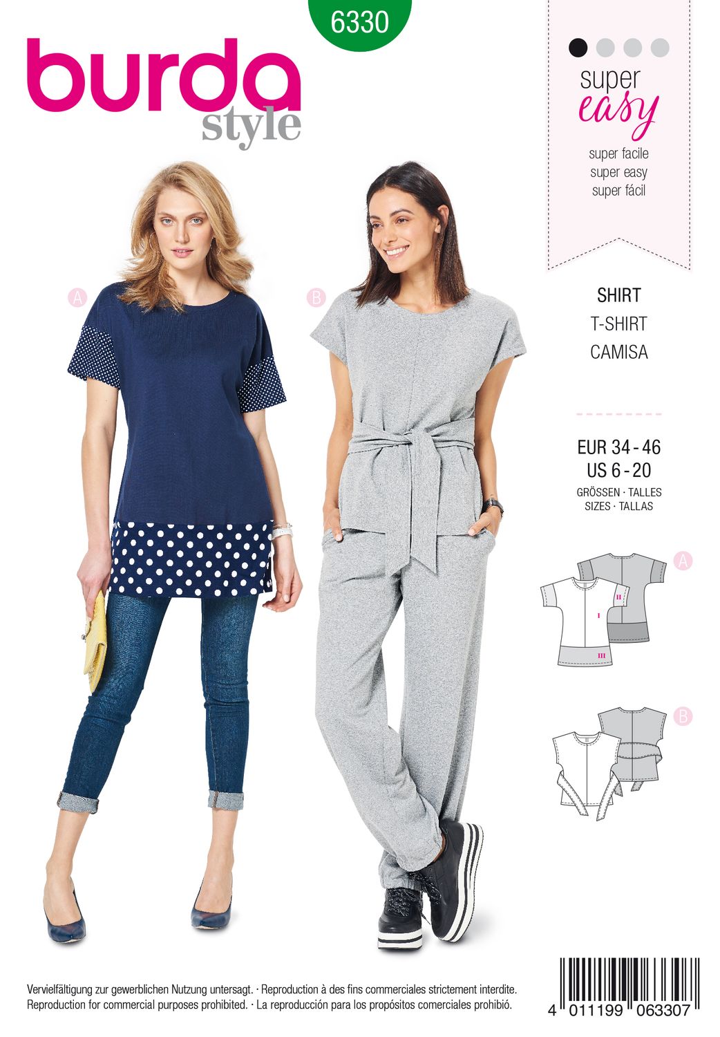 👕 Burda mönster 6330 – T-shirt/topp med knytband