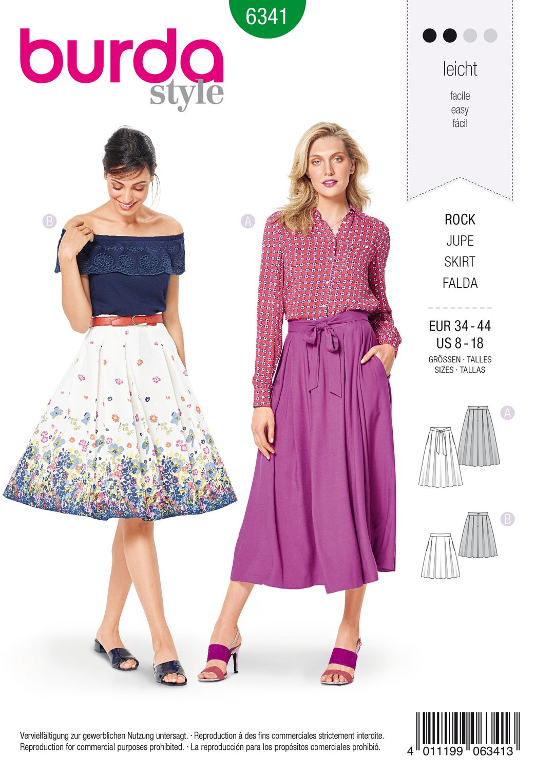 👗 Burda mönster 6341 – Klockad kjol med inverterade veck