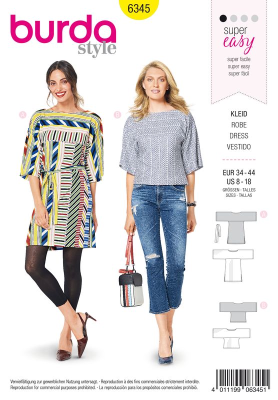 👗 Burda mönster 6345 – Tunika/klänning med knytband