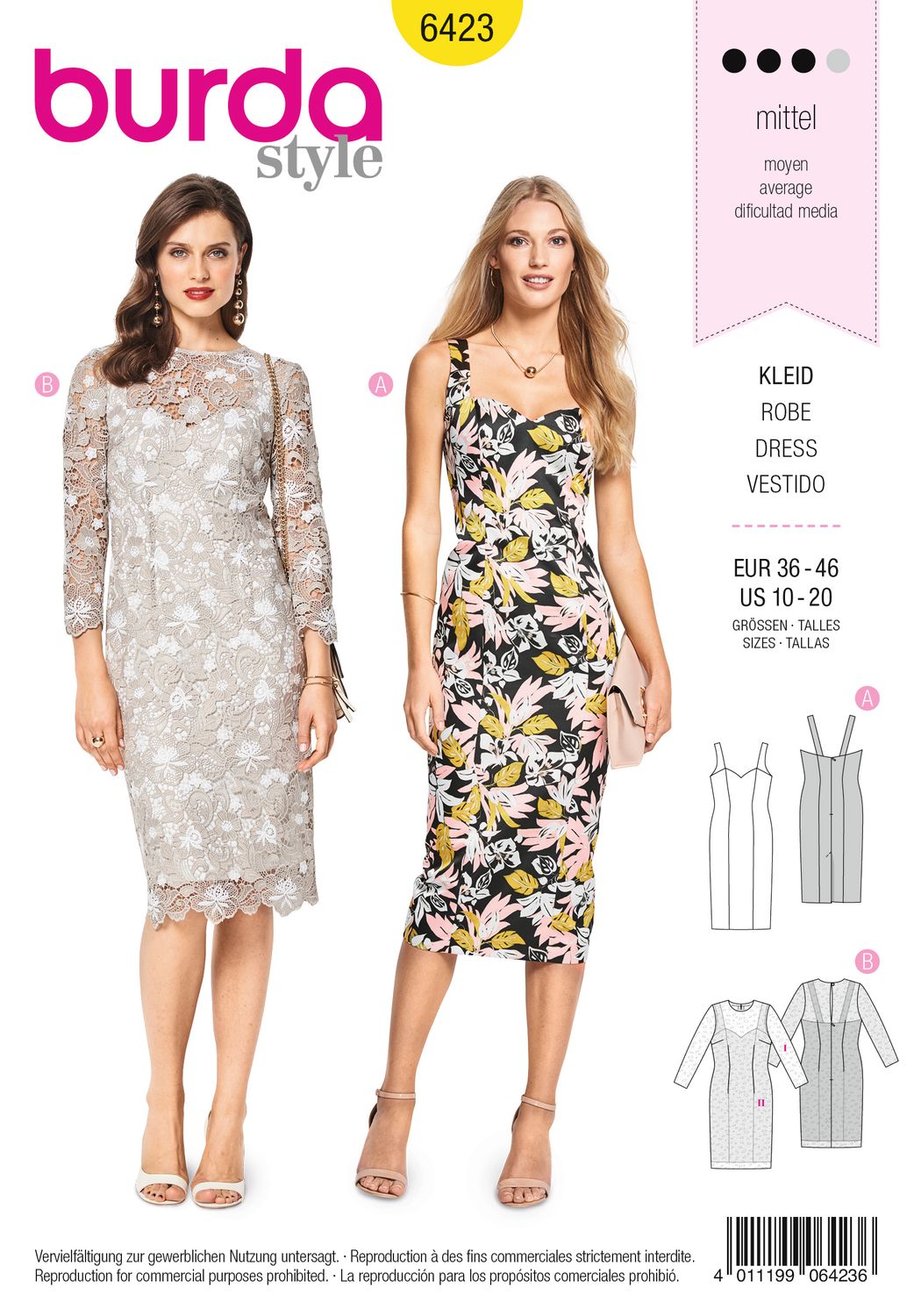 👗 Burda mönster 6423 – Figurformad sommardress med hjärtformad ringning
