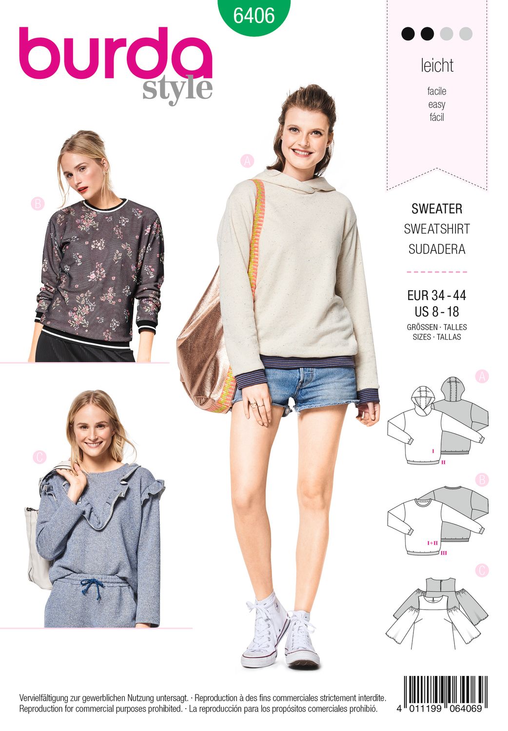 👚 Burda mönster 6406 – Moderna sweatshirts &amp; hoodies för dam