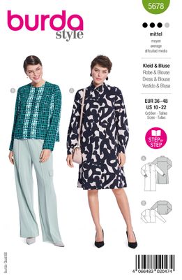 👗 Burda mönster 5678 – Klänning eller blus med twist i två versioner