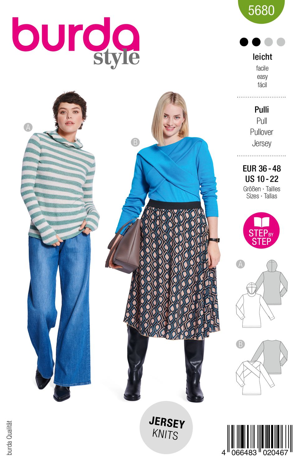 👚 Burda mönster 5680 – Pullover/Shirt med feminina snittsömmar och komfortdesign