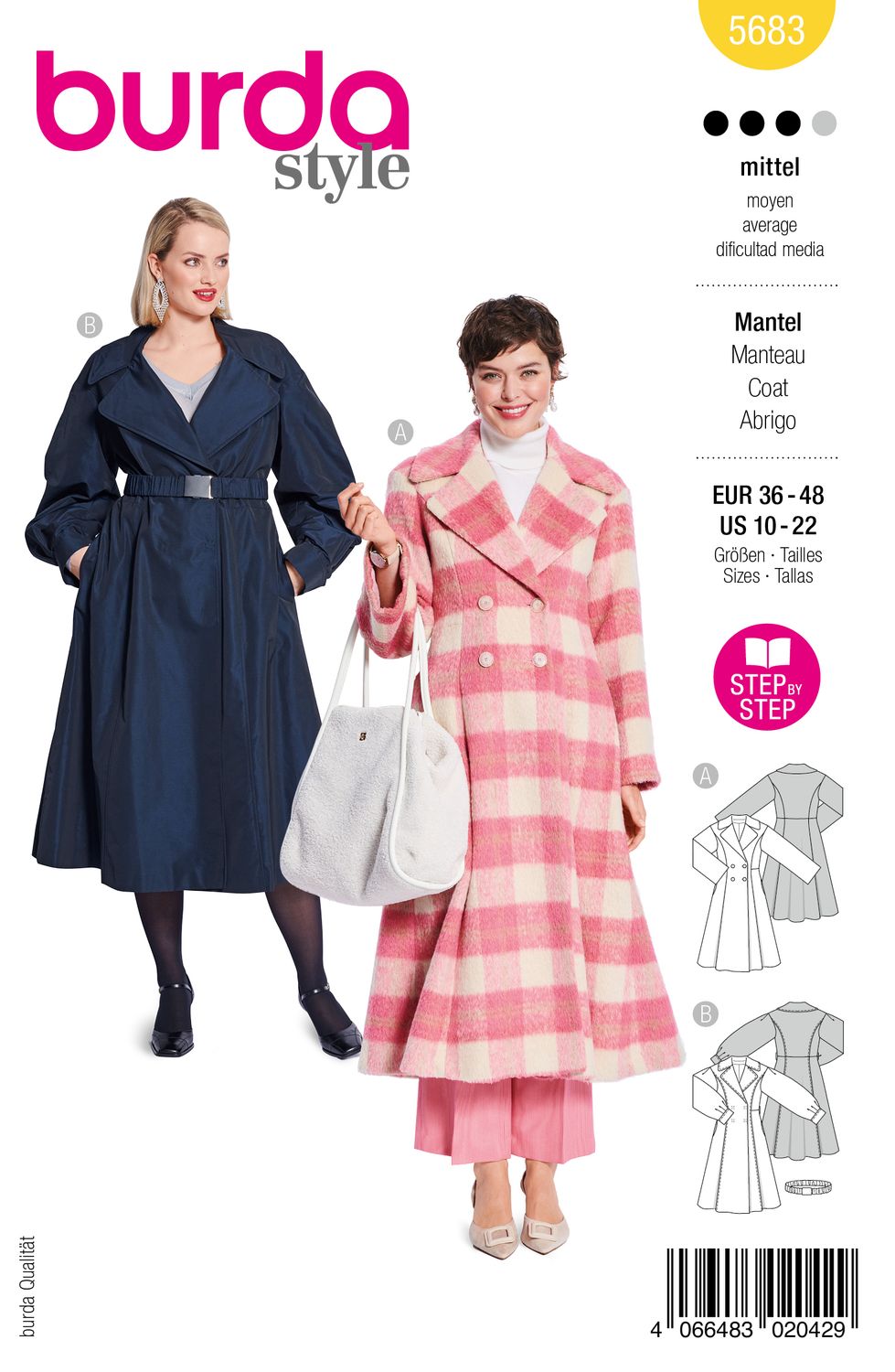 🧥 Burda mönster 5683 – Kappa med XL-krage i två eleganta modeller