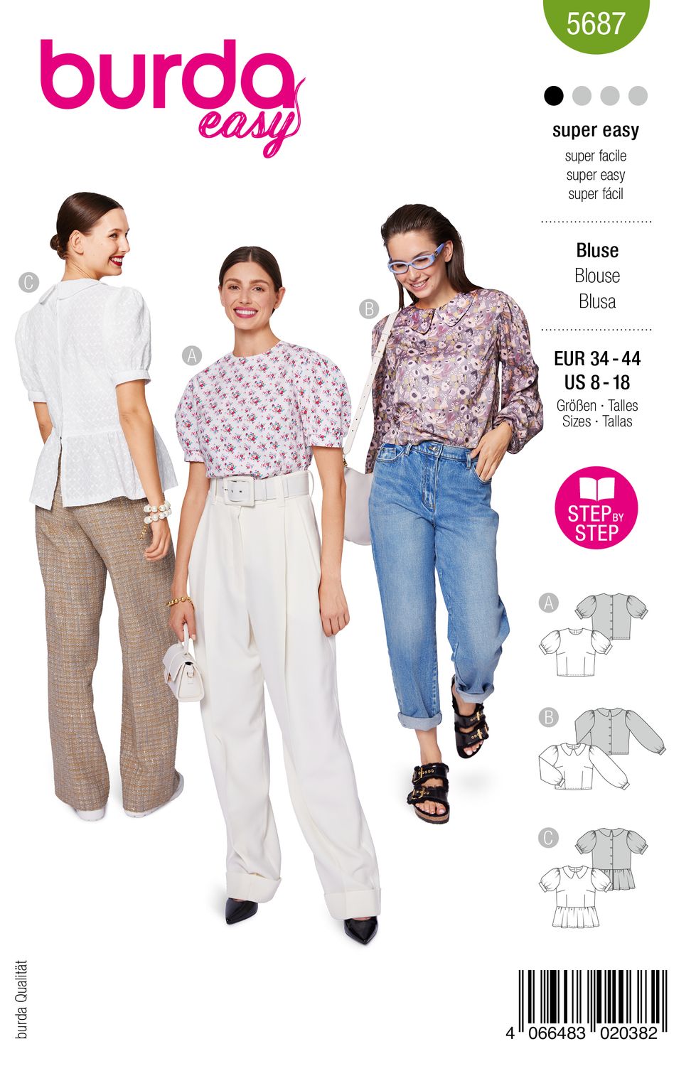 👚 Burda mönster 5687 – Blusar med puffärmar