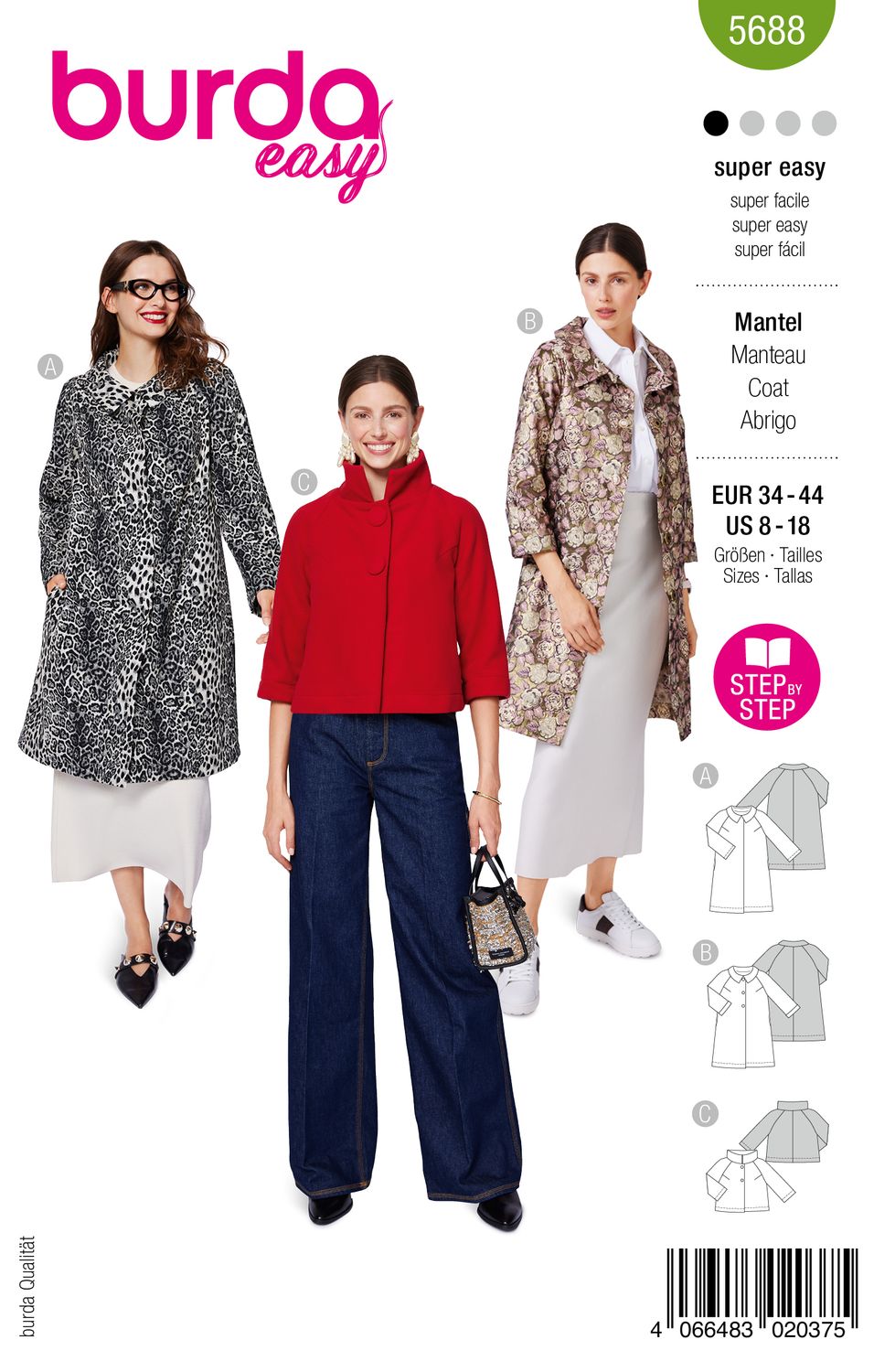 🧥 Burda mönster 5688 – Kappor och jackor i retrostil
