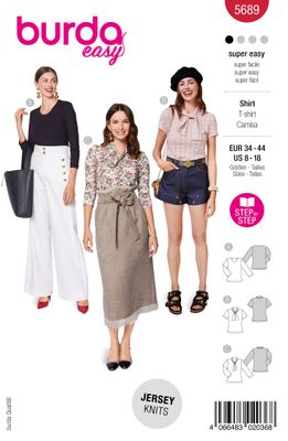 👕 Burda mönster 5689 – Damshirts i tre stilar