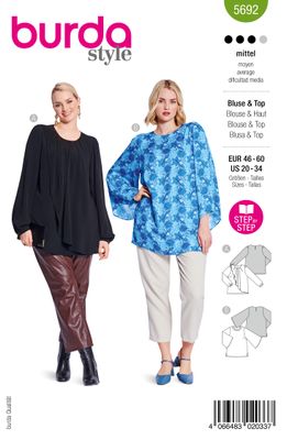 👚 Burda mönster 5692 – Eleganta blusar och tunikor (Plusstorlekar)
