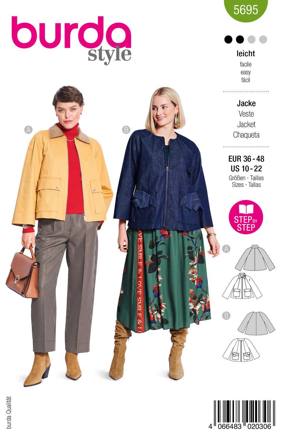 🧥 Burda mönster 5695 – Jackor med stora fickor