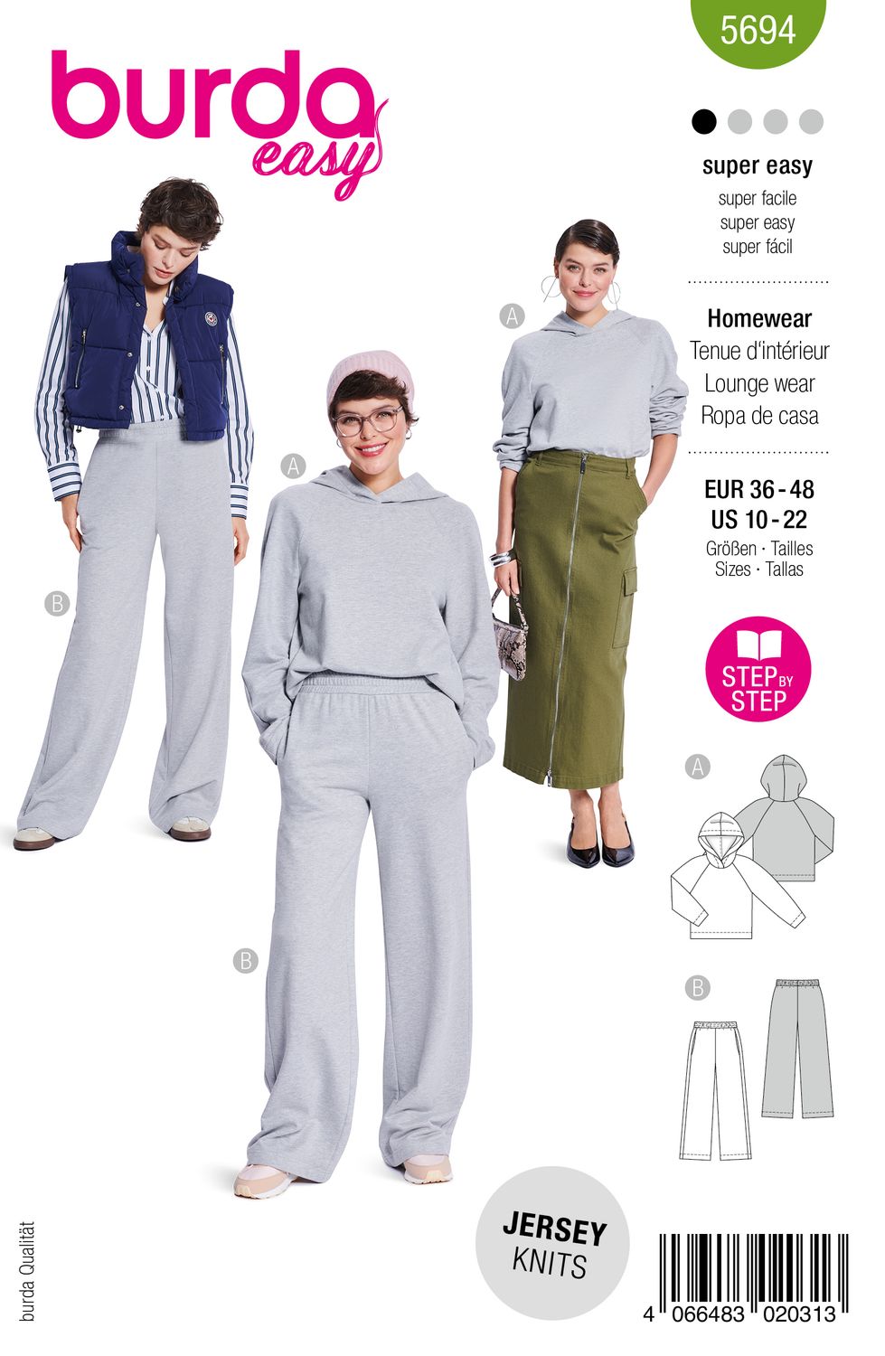 👕 Burda mönster 5694 – Homewear-set med hoodie &amp; joggingbyxa