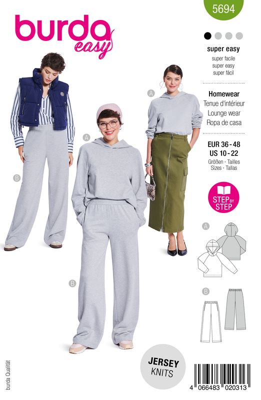 👕 Burda mönster 5694 – Homewear-set med hoodie &amp; joggingbyxa