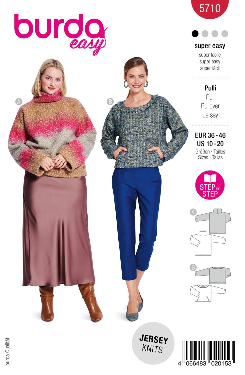 👕 Burda mönster 5710 – Mysiga pullover i två varianter