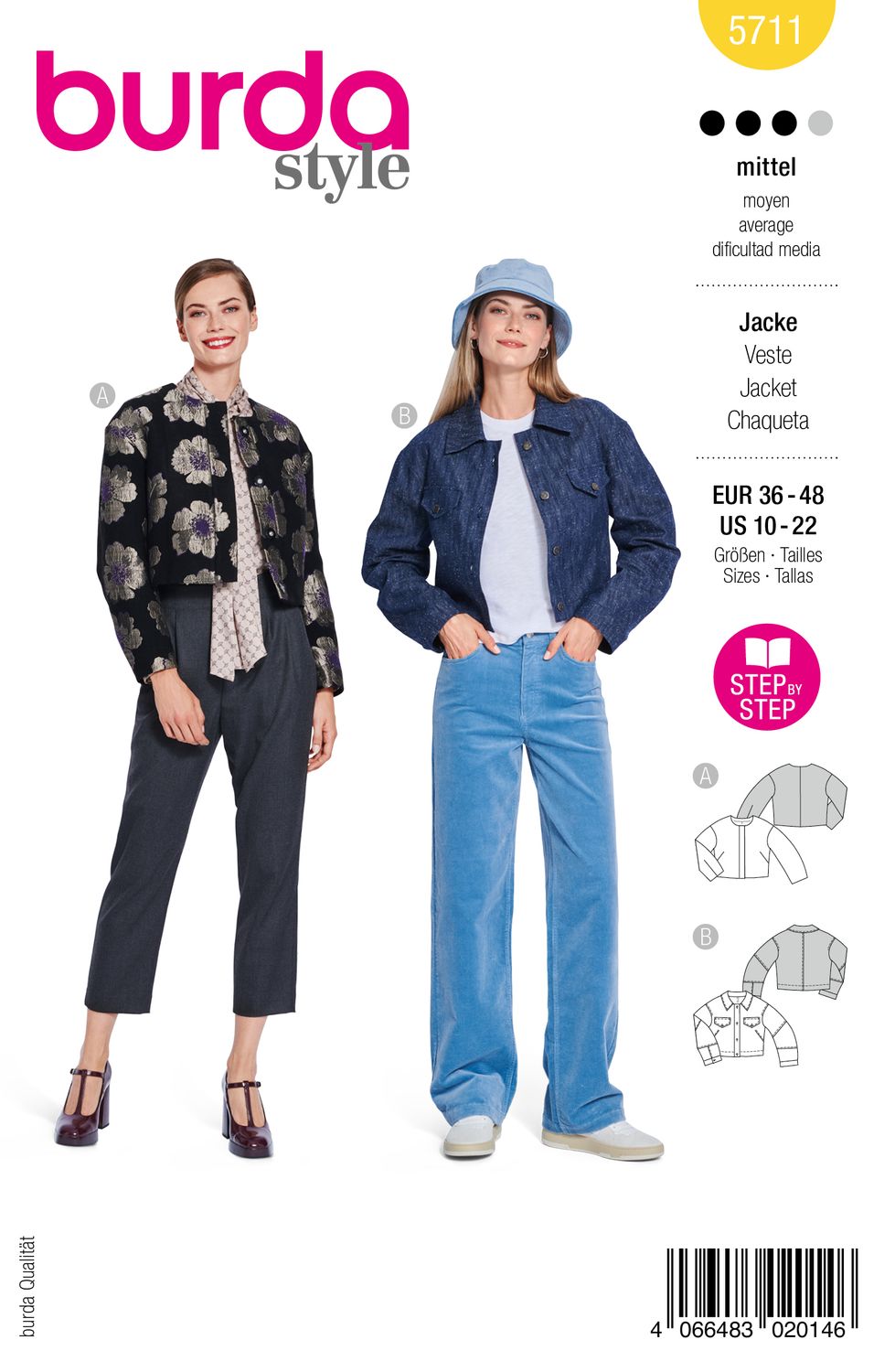 🧥 Burda mönster 5711 – Korta jackor i två varianter