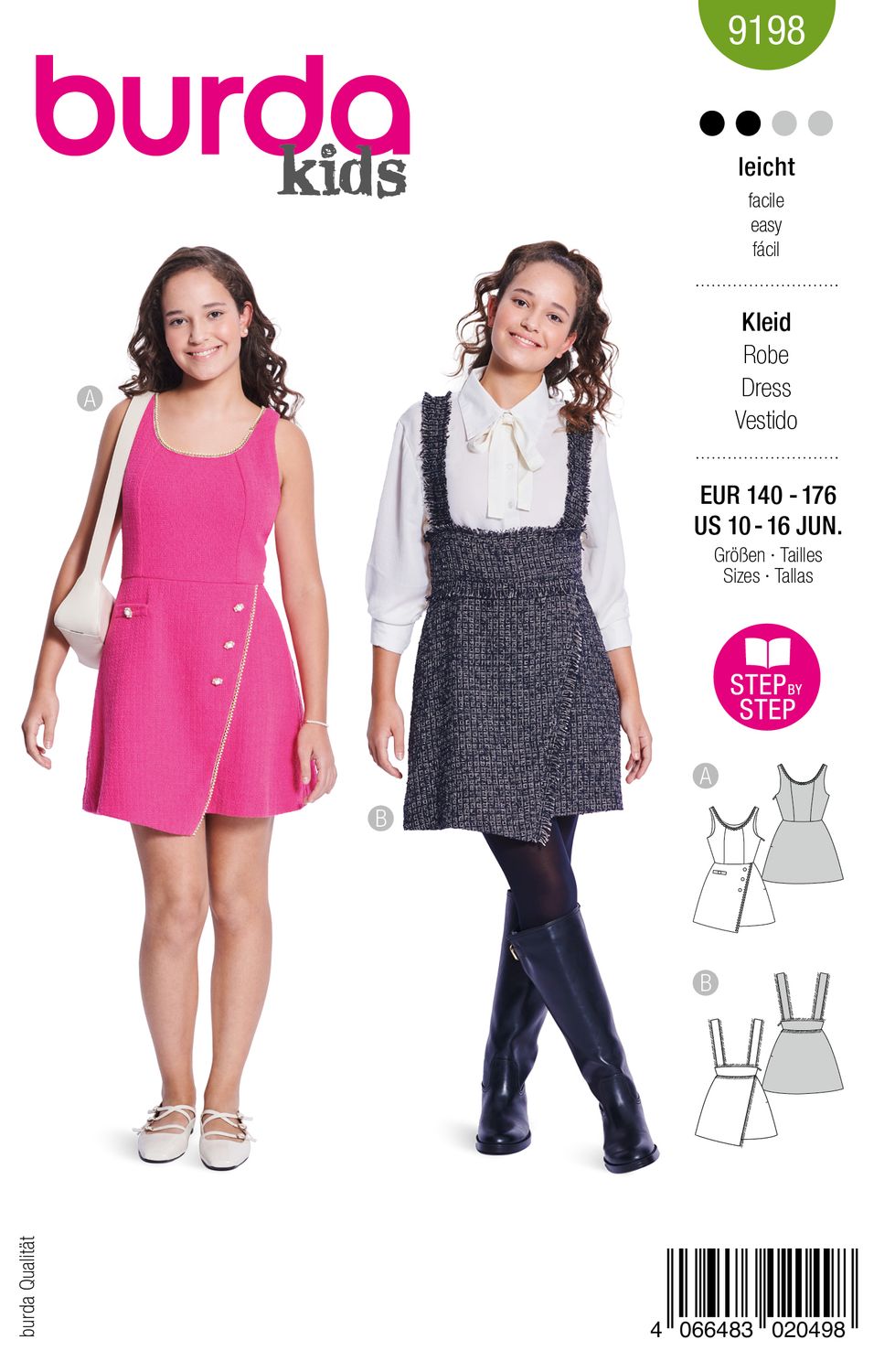 👗 Burda mönster 9198 – Flickklänningar &amp; kjol (140–176)