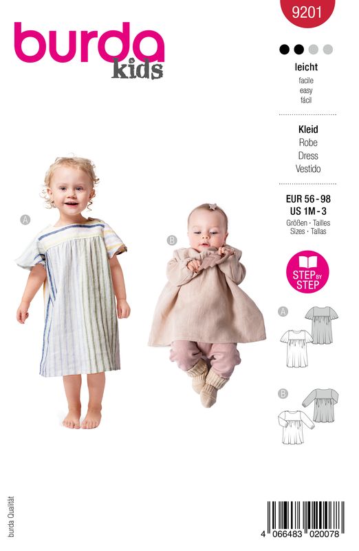 👗 Burda mönster 9201 – Babyk­länningar med resår (56–98)
