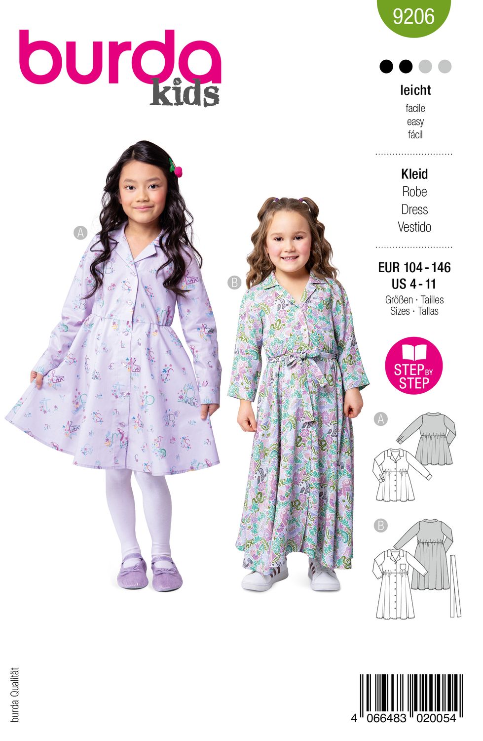 👗 Burda mönster 9206 – Flickklänningar &amp; blusklänningar (104–146)