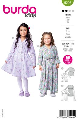 👗 Burda mönster 9206 – Flickklänningar &amp; blusklänningar (104–146)