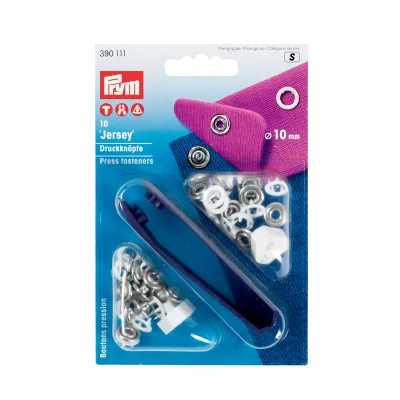 Prym nittryckknappar &quot;Jersey&quot;, vit ring, 10 mm - 10 st