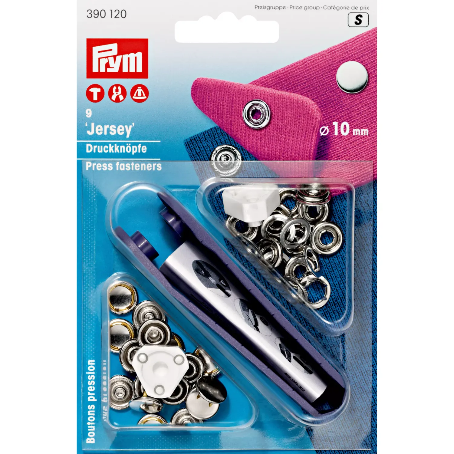 Prym nittryckknappar &quot;Jersey&quot;, silver, 10 mm - 9 st