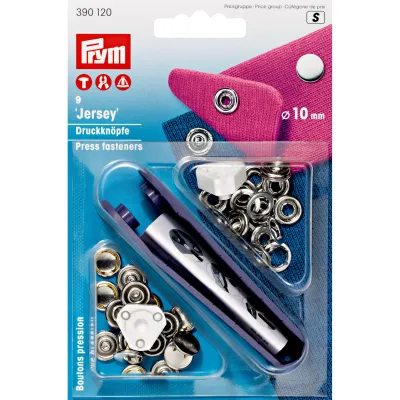 Prym nittryckknappar &quot;Jersey&quot;, silver, 10 mm - 9 st