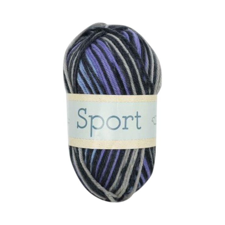 Falkgarn Sport, 100 gr - 1031 Svart/Grå/Lila