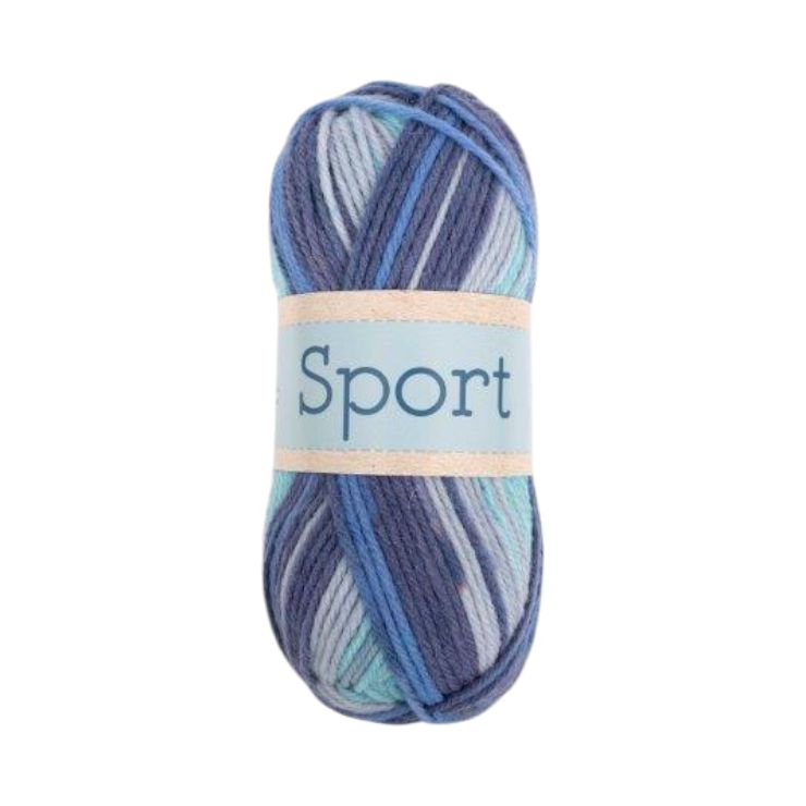 Falkgarn Sport, 100 gr - 1026 Turkos/Blå/Ecru