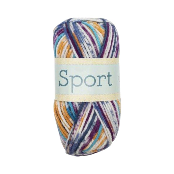 Falkgarn Sport, 100 gr - 1027 Lila/Blå/Orange