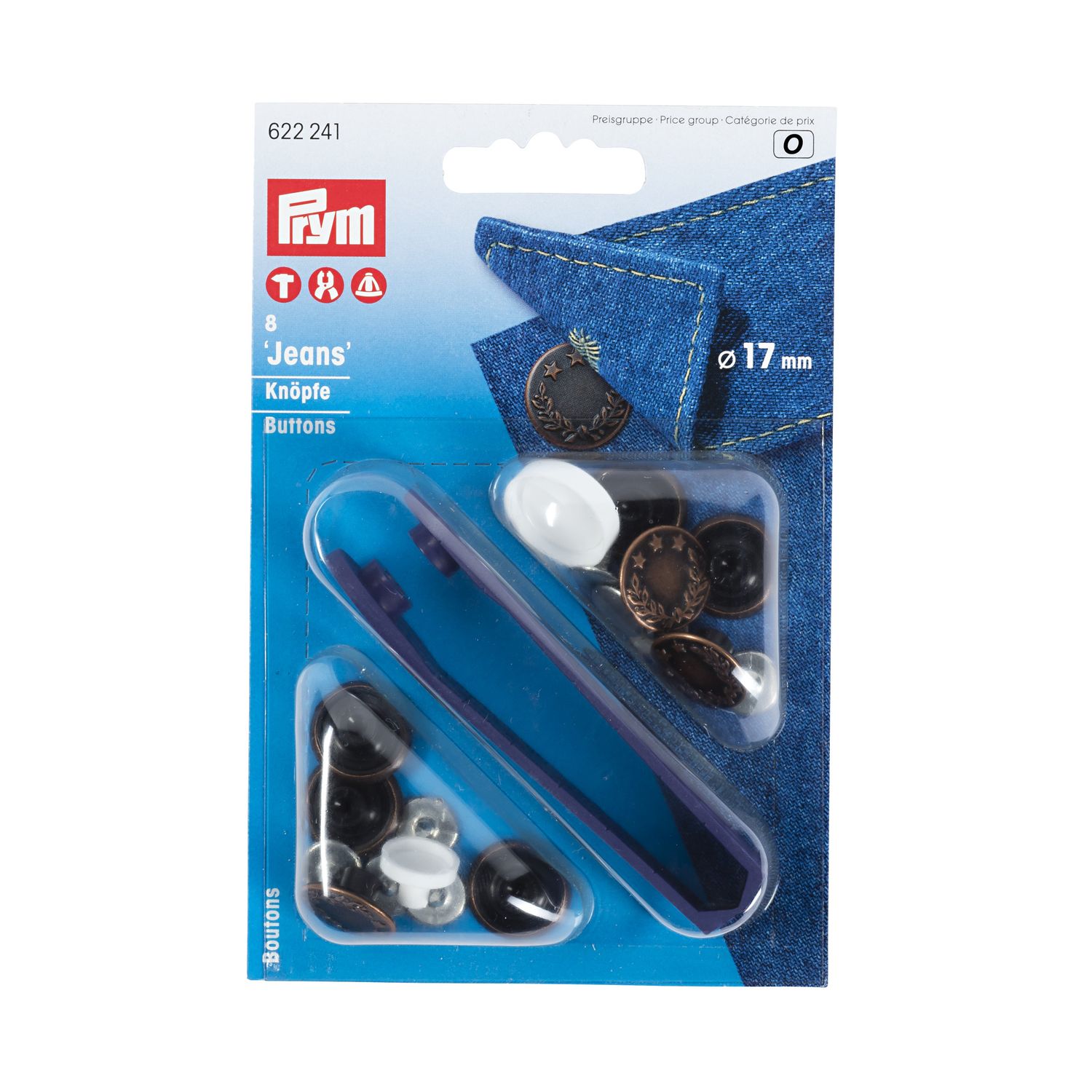 Prym jeansknappar, antik koppar, 17 mm - 8 st