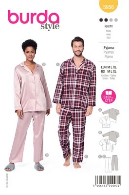 🛌 Burda Mönster 5956 – Klassisk pyjamas för dam &amp; herr