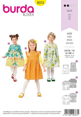👗 Burda Mönster 9373 – Flickklänning med flera varianter