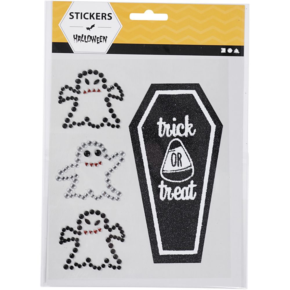 👻 Rhinestonesstickers Spöken och Kista – Ark 14 × 17 cm