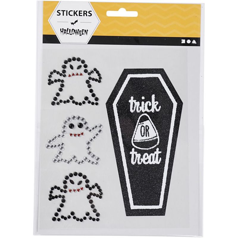 👻 Rhinestonesstickers Spöken och Kista – Ark 14 × 17 cm