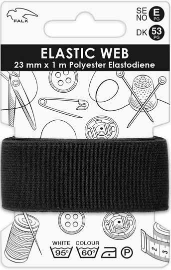 🧵 Falk Resår 23 mm × 1 m – Svart