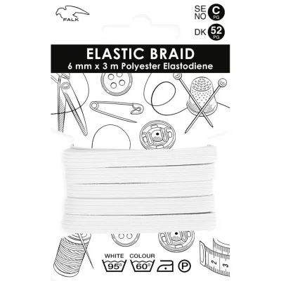 🧵 Falk Resår 6 mm × 3 m – Vit