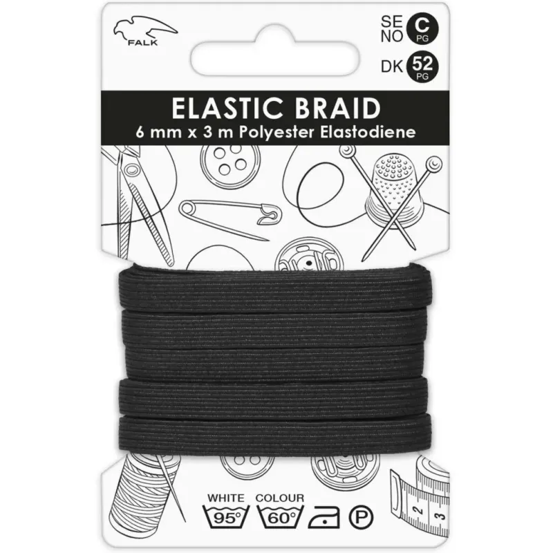 🧵 Falk Resår 6 mm × 3 m – Svart