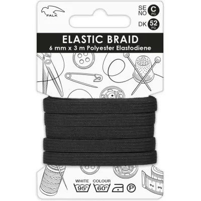 🧵 Falk Resår 6 mm × 3 m – Svart
