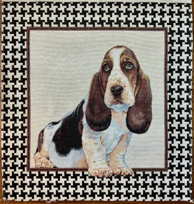 🐶 Framsida till kudde / tavla / väska – Motiv “Bassethund”