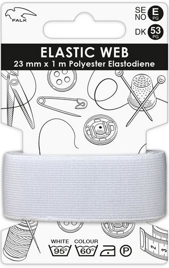 🧵 Falk Resår 23 mm × 1 m – Vit