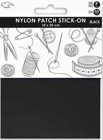 🧵 Falk Självklistrande laglapp – svart nylon 10 × 20 cm