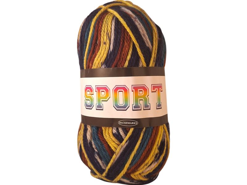 Falkgarn Sport, 100 gr -  blå/brun/gul