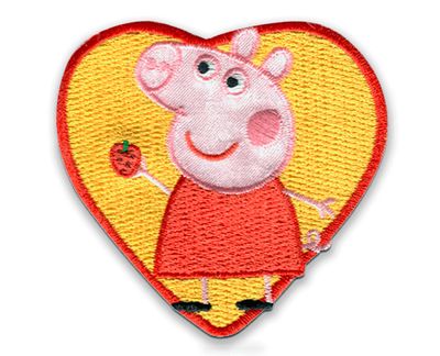 ❤️ Greta Gris – Peppa Pig tygmärke – Hjärta – 6,7 × 6,5 cm