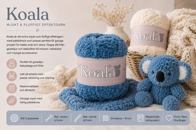 🧶 Falkgarn Koala – lyxigt mjukt 100 % polyestergarn med pälskänsla - REA