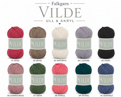 Falkgarn Vilde – soft and durable blend yarn in 50% wool and 50% acrylic for sweaters, accessories, and children's garments
