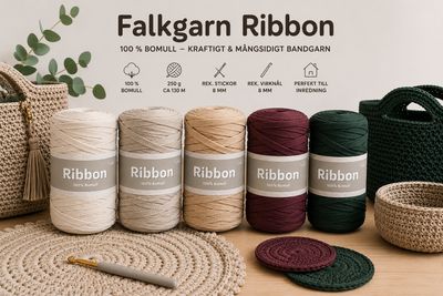 🧶 Falkgarn Ribbon – Bandgarn i 100 % bomull