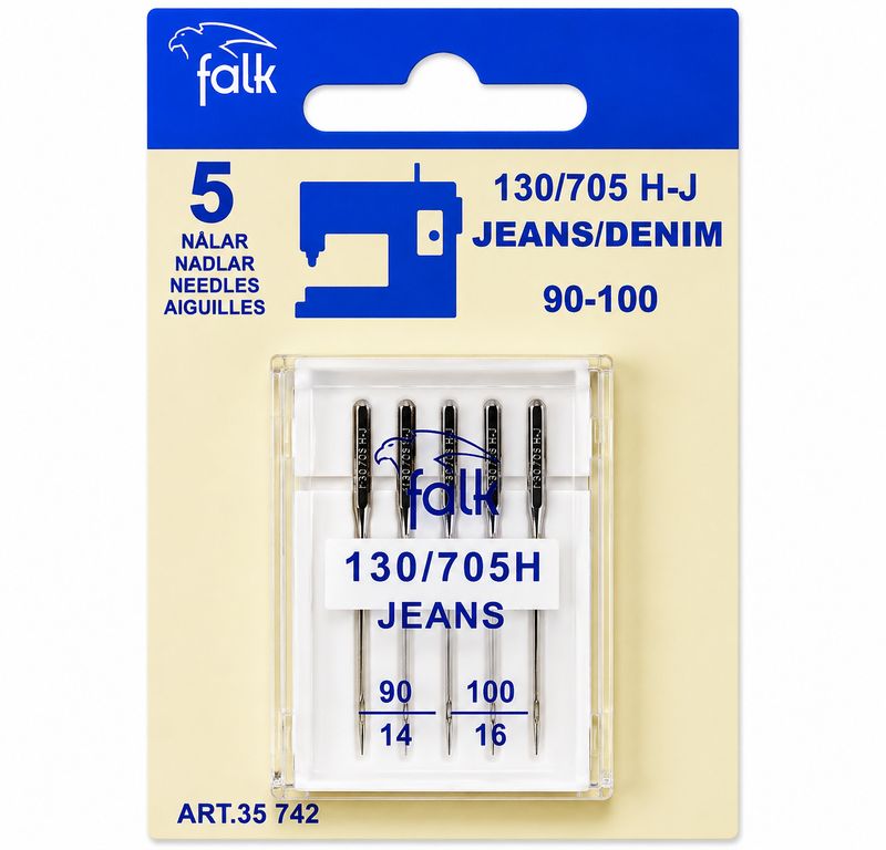 ​Falk Sewing Machine Needles Jeans/Denim 90–100 – 5-Pack