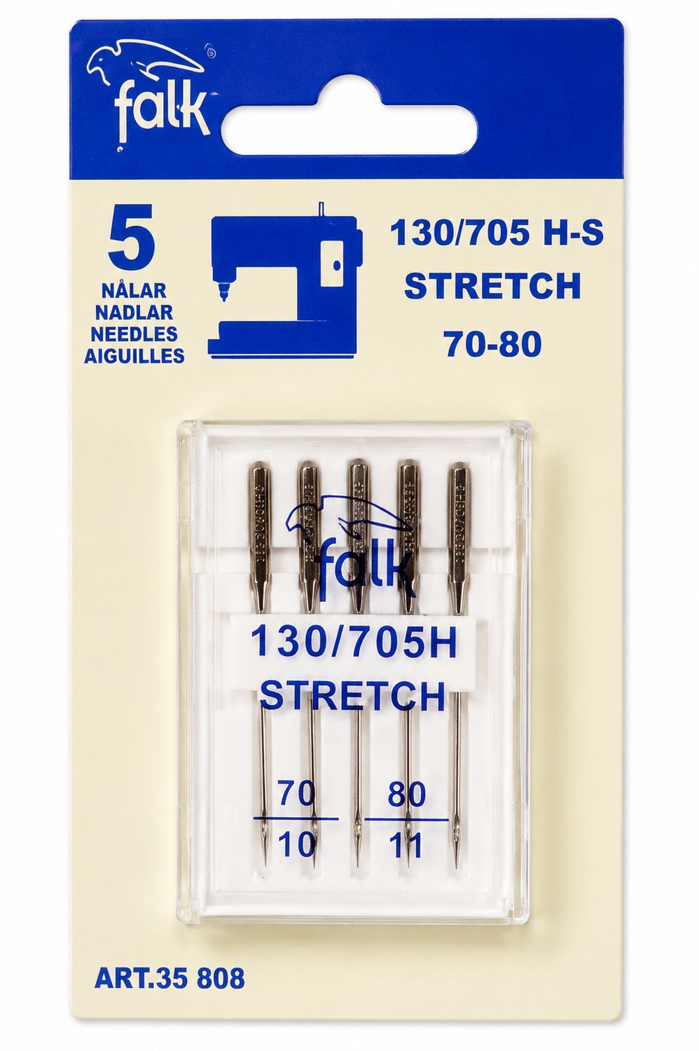 ​Falk Sewing Machine Needles Stretch 70–80 – 5-Pack