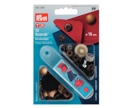 Prym nittryckknappar "Anorak", antik mässing, 15 mm - 10 st