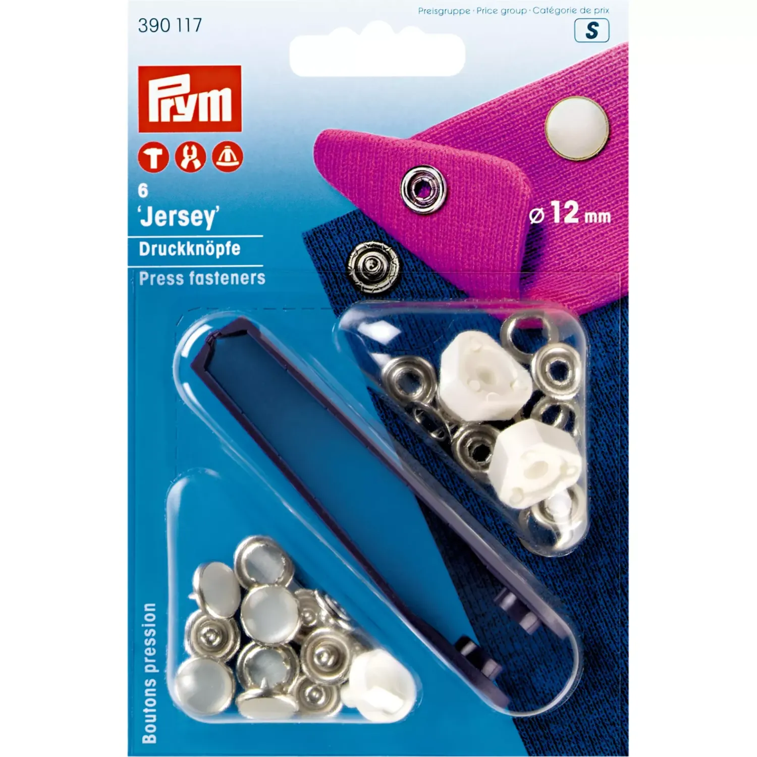 ⚪ Prym Jersey tryckknappar med pärlemo 12 mm – Silverfärgade, 6 st